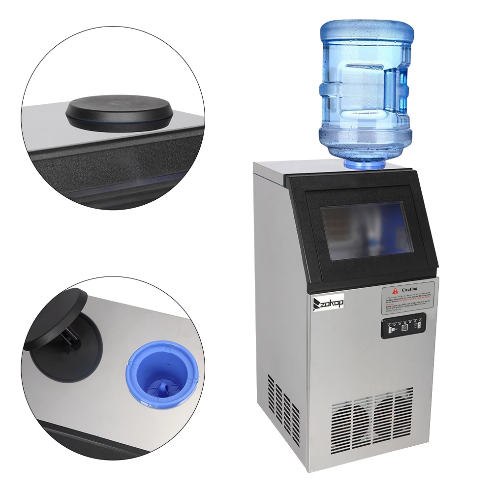 

BY-70PF 495W 50KG / H 120V / 60Hz US Standard Stainless Steel Transparent Cover Commercial Ice Machine