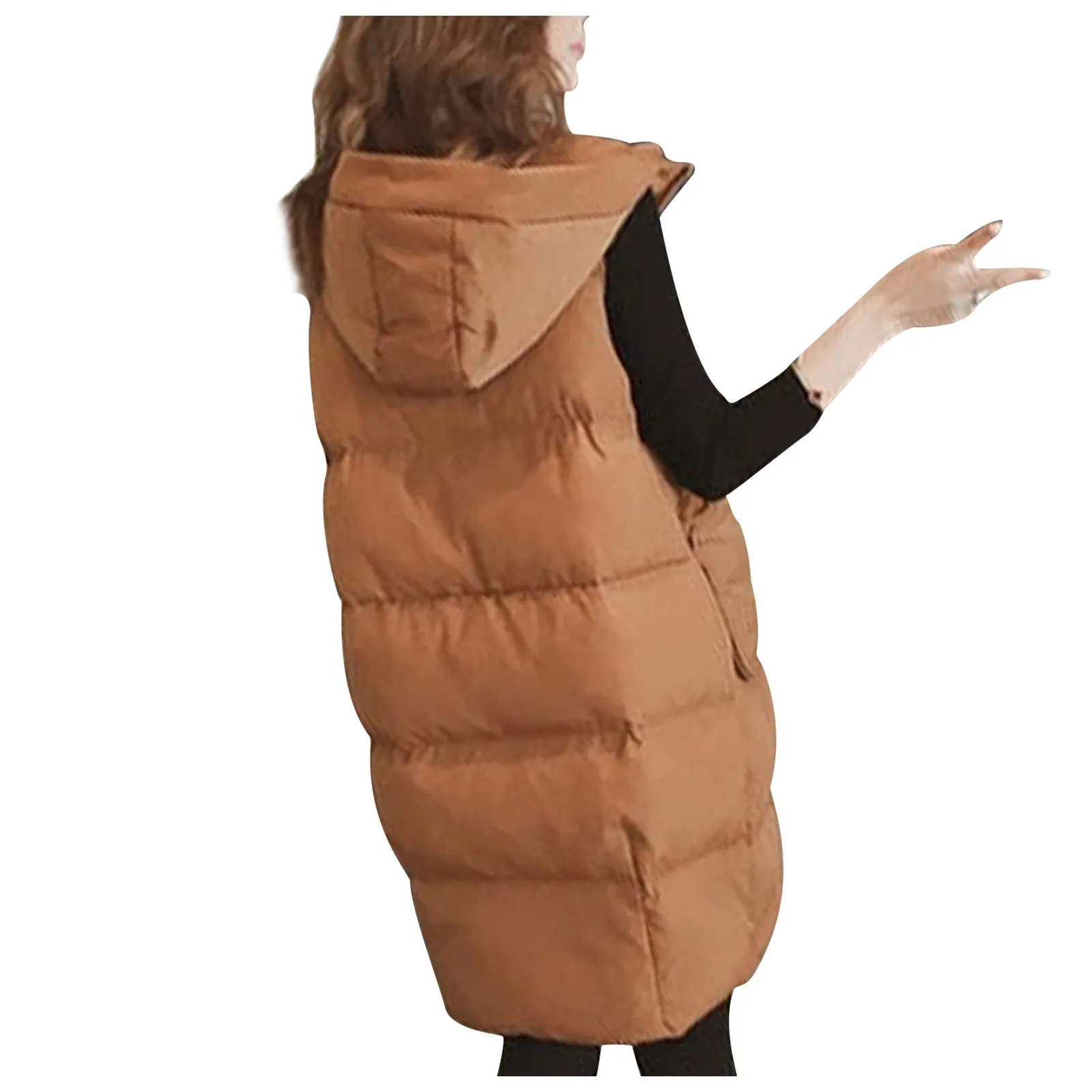 

Sleeveless Outwear Tops Womens Plus Size Solid Color Hoodie Waistcoat Vest Ladies Gilet Jacket Coat