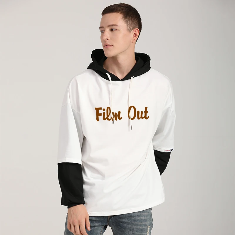 

Толстовки с капюшоном, мужские, женские, корейские, с имитацией двух предметов