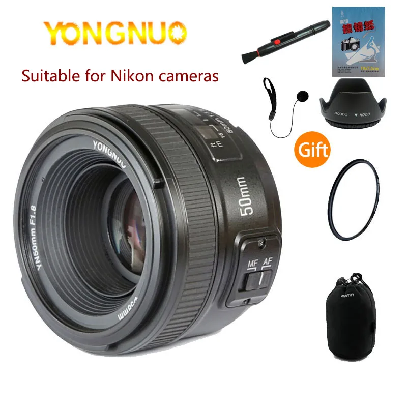 Объектив для камеры YONGNUO YN50 мм F1.8 MF YN 50 f/1 8 AF объектив апертура Автофокус NIKON D7500 D7200