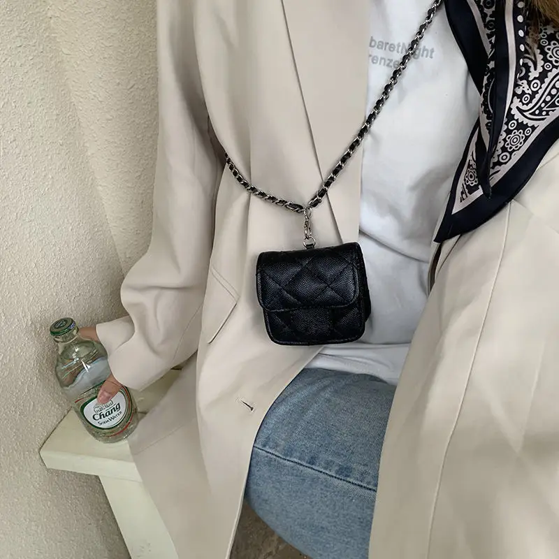 

women bags Lingge female bag chain wallet lanyard key bag female messenger bag mini card bag earphone small bag PU coin purse