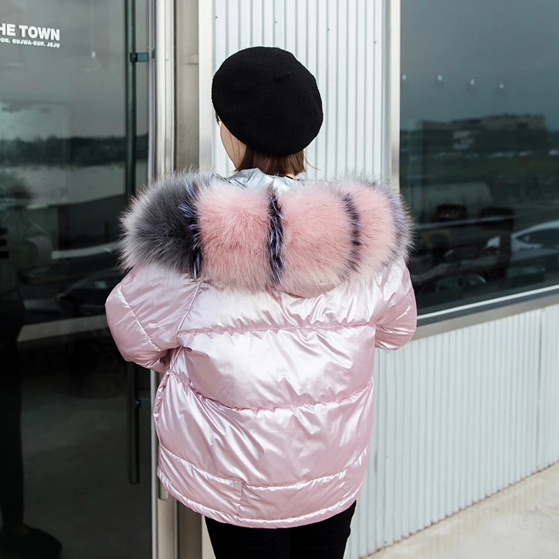 2020 Толстая зимняя куртка с капюшоном Женская парка Повседневная Серебристая