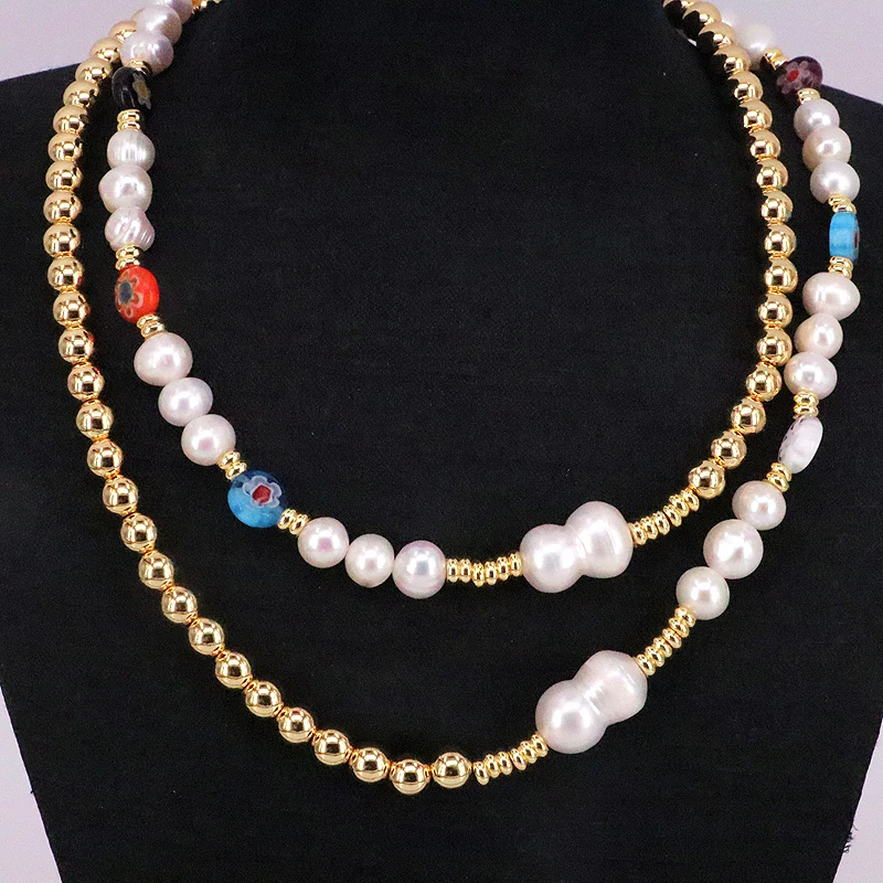 

3Pcs Boho Baroque Pearl Necklace Colorful Eye Freshwater Pearl Chokers Luxury Bohemia Beach Wedding Necklaces Gift for Women