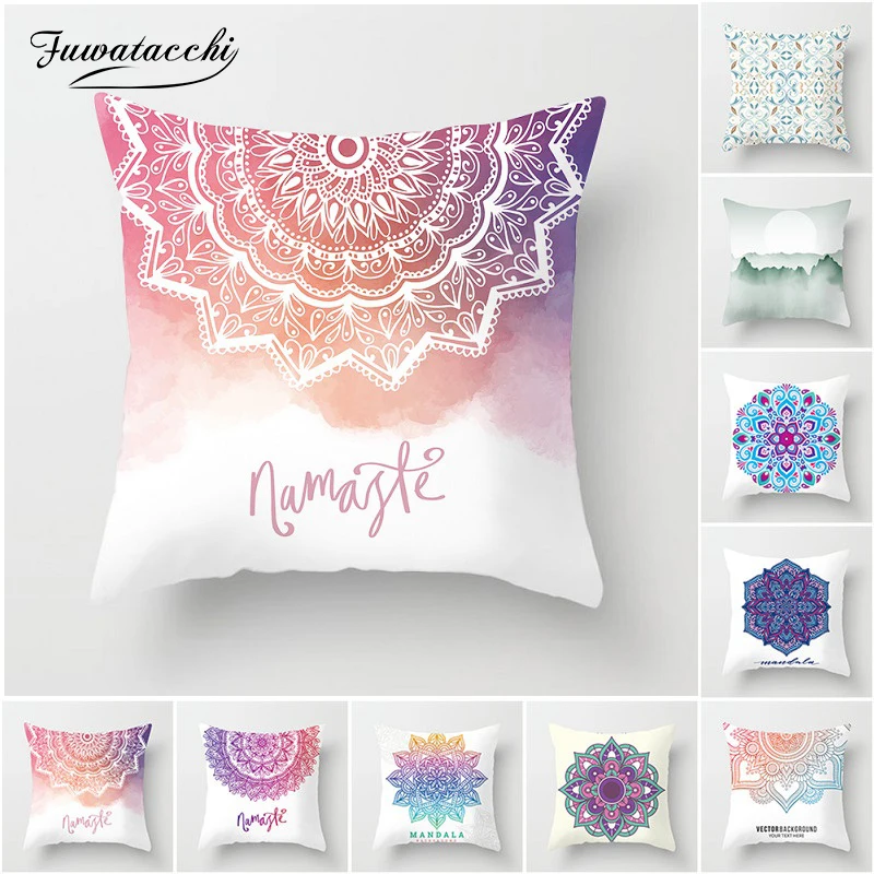 Чехол для подушки Fuwatacchi Мандала цветная Цветочная декоративная подушка с