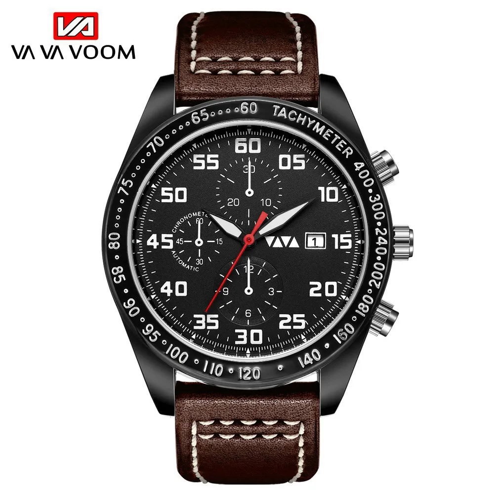 

Men's sports water wish shopee watch three-eye multifunctional calendar belt watch men