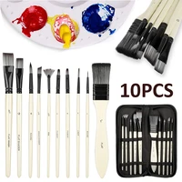 10pcs artist paint brushescase set for watercolor acrylic oil painting professional nylon hair brush painting supplies