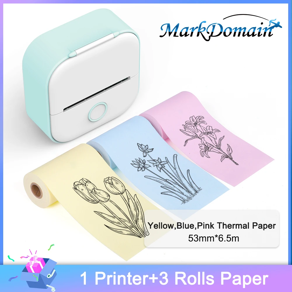 

Беспроводной Карманный термопринтер Phomemo T02, портативный беспроводной мини-принтер ly BT Connect 203 точек/дюйм, фотоэтикетка, список записей, четк...