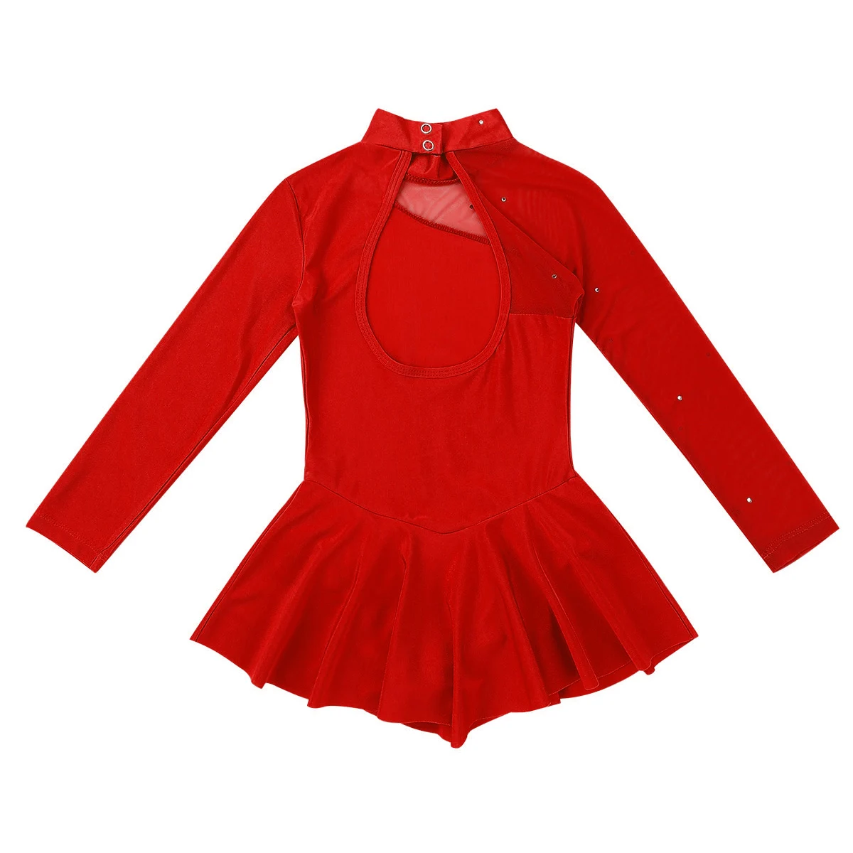 Kids Girls Rhinestone Tulle Splice Long Sleeve Figure Ice Skating Dress Child Ballet Gymnastics Leotard Lyrical Dance Costumes | Детская