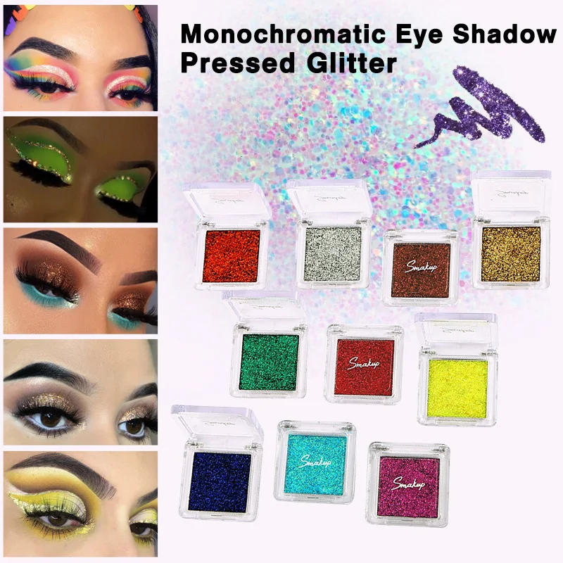 Мерцающие блестящие тени для век Палитра Макияж бронзер Серебряный серый