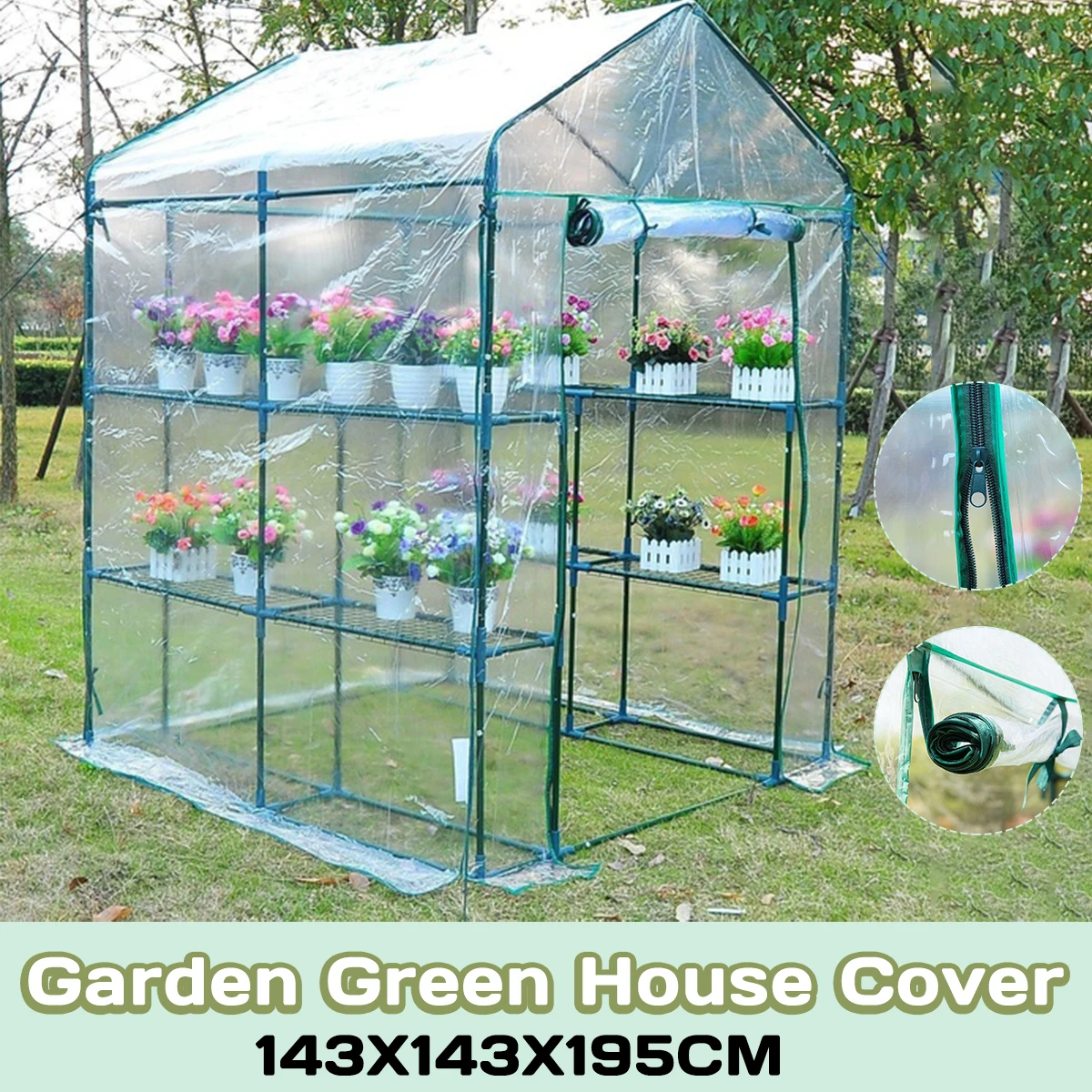 

143X143X195cm Portable Greenhouse Cover Garden Cover PVC Material Plants Flower House Waterproof Corrosion-resistant Durable