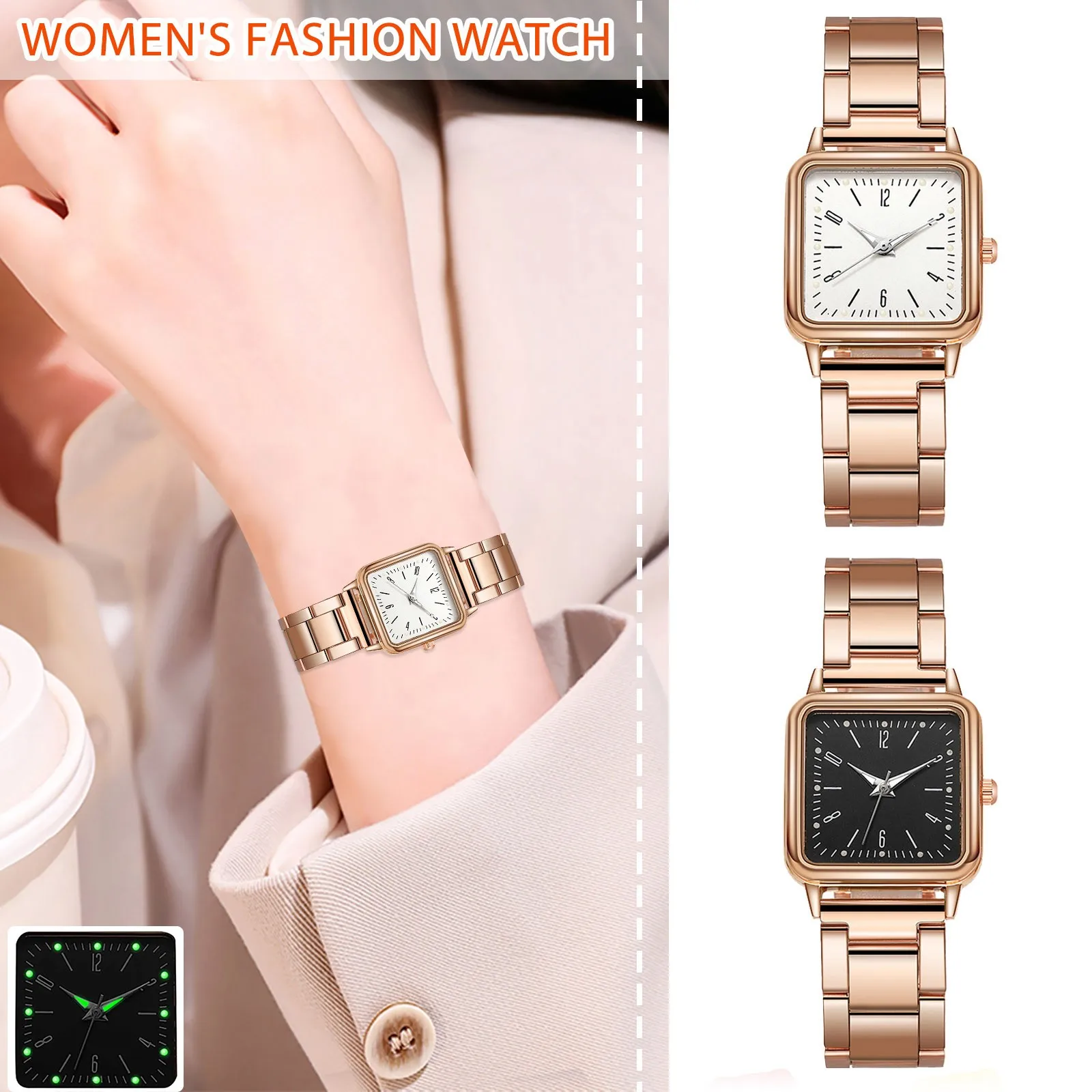 

Square Ladies Watch Men Watches Digital Watch Temperament Luminous Ladies Watch Steel Band Luxury Brand Bithday&Christmas Gifts
