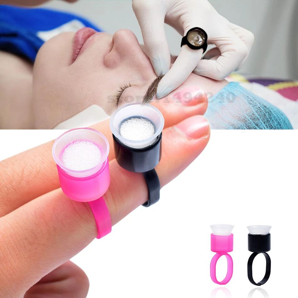 

20pcs Tattoo Ink Ring Cups Glue Cap with Sponge Microblading Pigment Cup Tattoo Tool Holder Permanent Makeup Accessories Supply