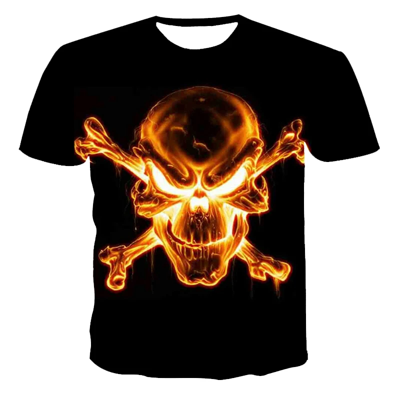 

3D printing T-shirt ghost head skull heavy metal head street hip hop fashion hot sale short sleeve 2020 new