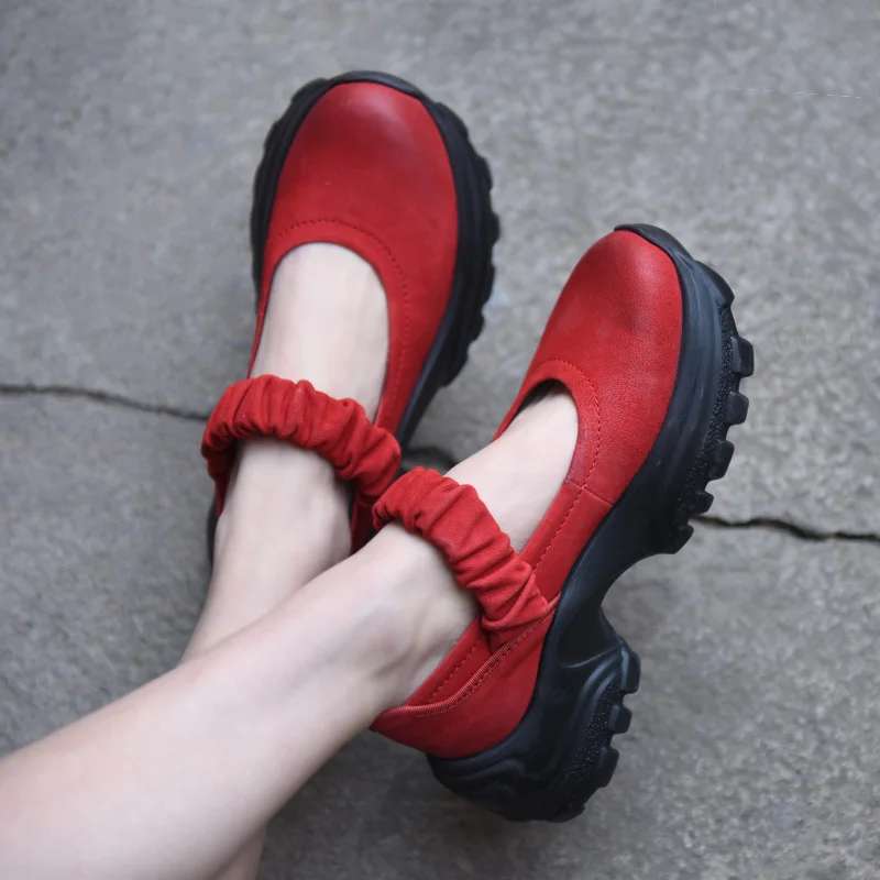 

Туфли Artmu женские на платформе, натуральная кожа, на толстой подошве, модные брендовые туфли Мэри Джейн, красные черные