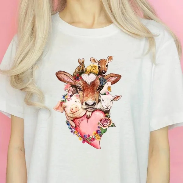 

Summer Fashion Women T-shirt Friends Not Food Graphic Casual T-shirt Shirt Vegetarian Shirt Vegan Shirt