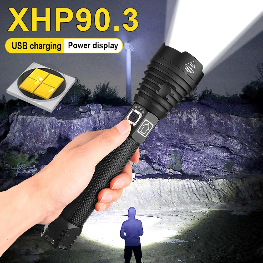 

600000lm xhp90.3 most powerful led flashlight xhp70 usb rechargeable torch xhp50 hand lamp 26650 18650 flash light hunting