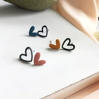 asymmetric hollow heart earrings for women beautiful girls cute party jewelry korean stud earrings 2021 trend