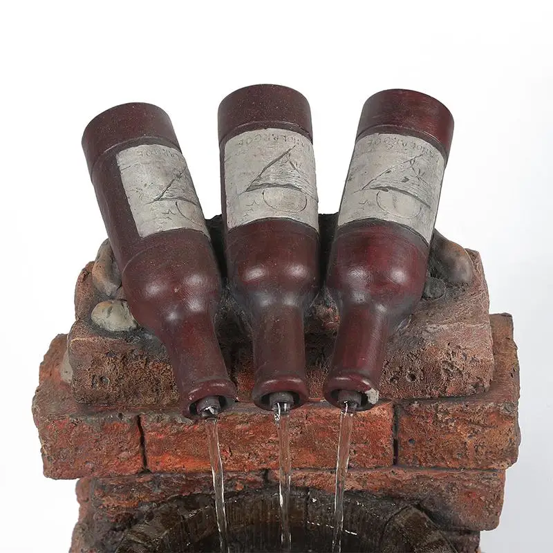 

Resin Wine Bottle And Barrel Outdoor Water Fountain Sculpture Rustic Yard & Garden Waterfall Decoration K9store