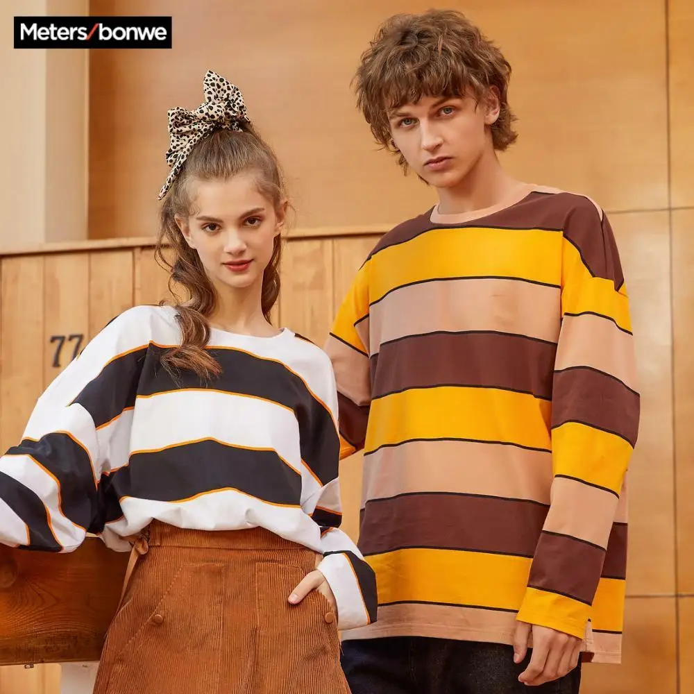 Metersbonwe 2020 Новинка Весна для пары топы мужские свободные полосатые пуловеры