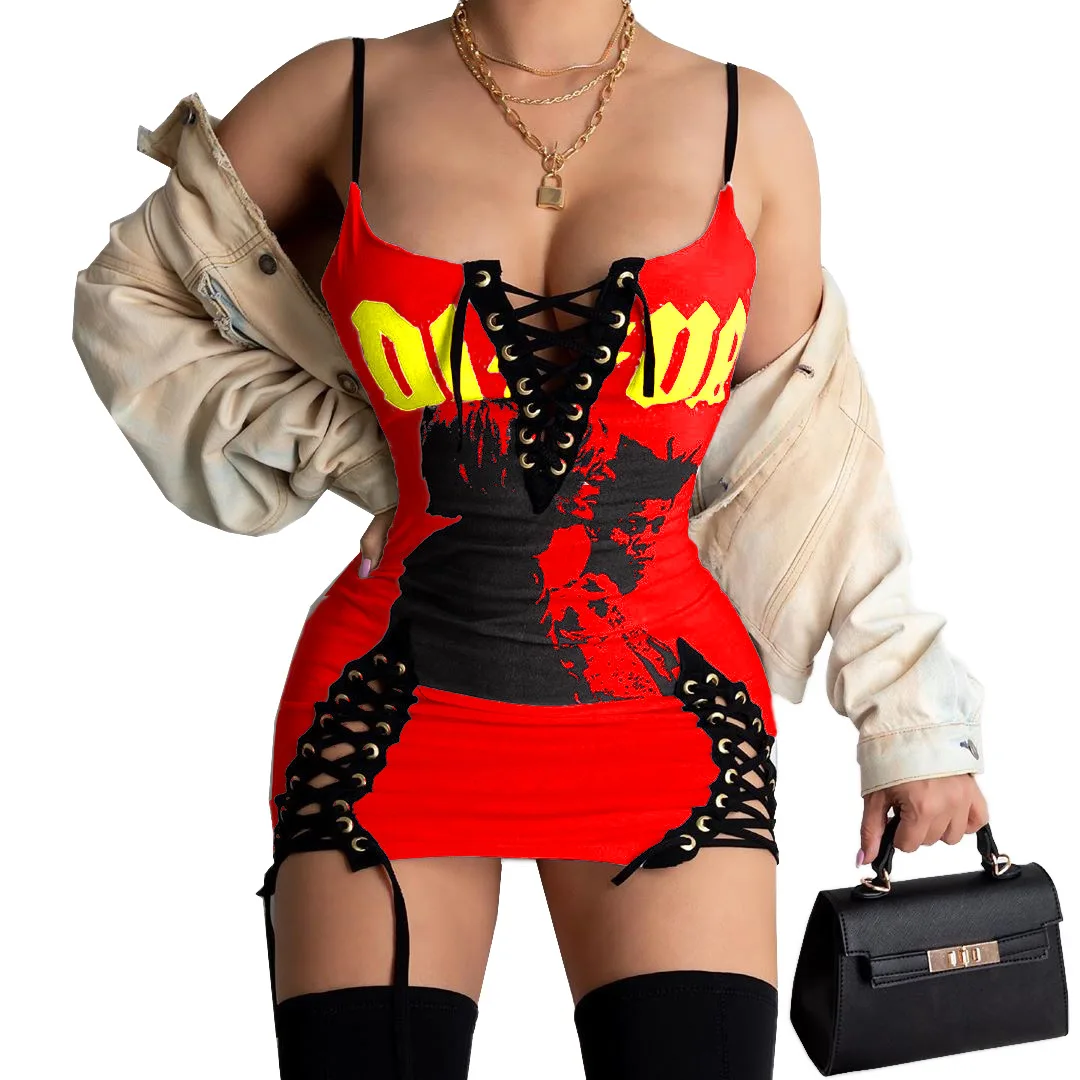 

Women's Sexy Bandage Bodycon Funny Printed Music Festival Dress Ladies Dresses