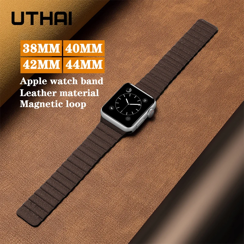 Утхай B09 кожаная Петля ремешок для наручных часов iWatch 3/2/1 38 мм 42 Магнитная Apple Watch