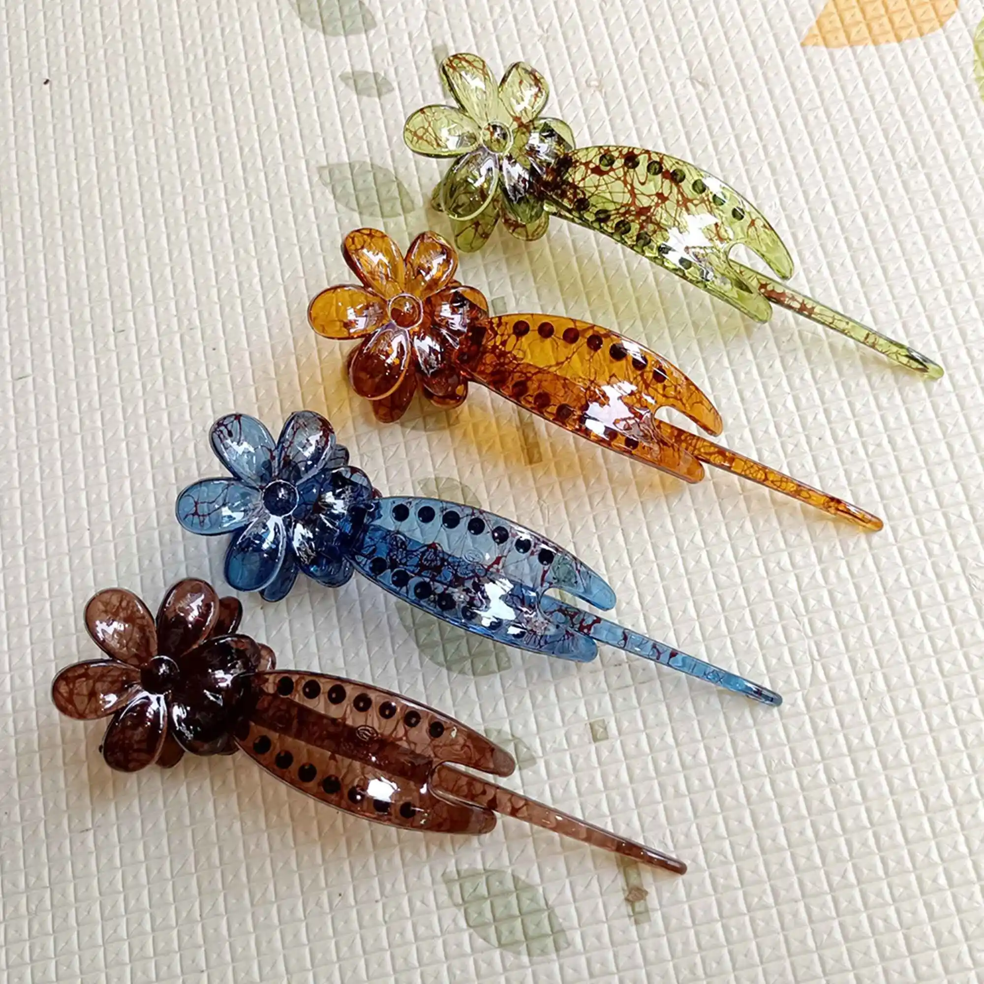 

2pcs/lot 12.8x4cm Hair Fork Flower Hair Clip Female Fashion Charm Petal Top Clip DIY Hair Accessories Accessories