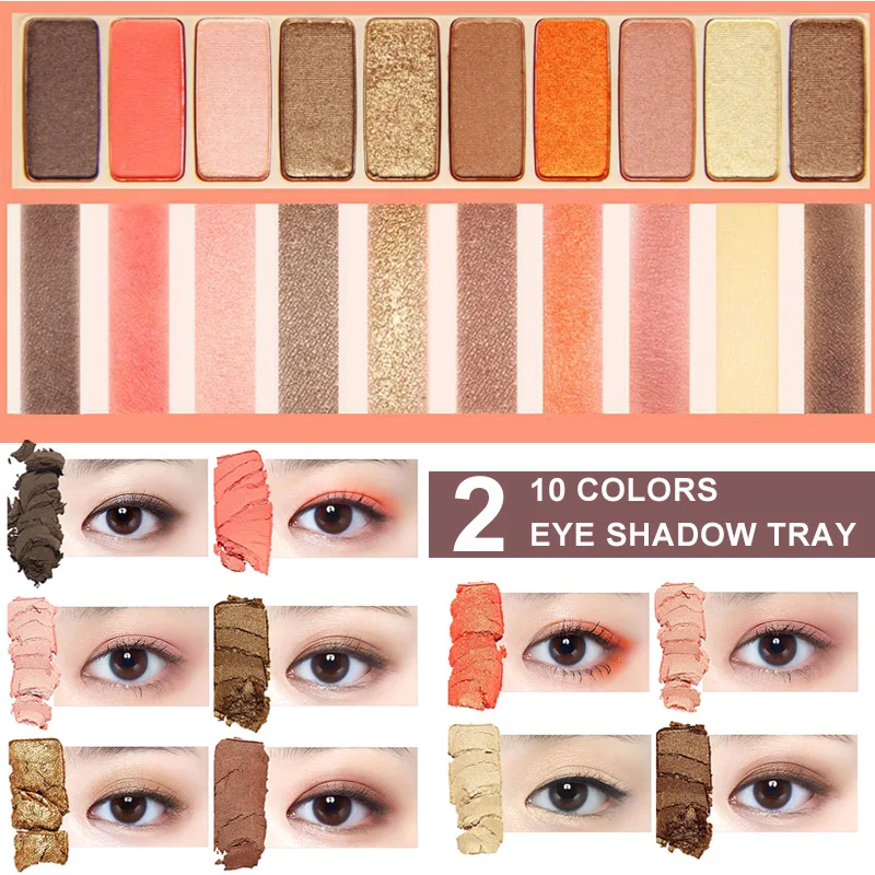 Палитра теней для век 10 цветов матовые нюдовые блестящие тени инструменты