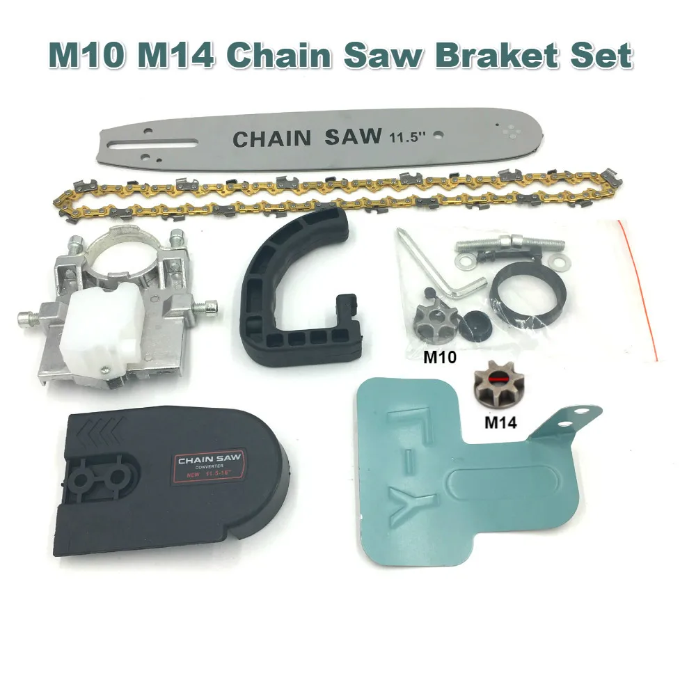 For M10 M14 Set Обновление 11,5 дюймов пила цепная электрическая кронштейн Регулируемая универсальная M10/M14/M16 цепная пила часть угловая шлифовальная машина в цепную пилу - Цвет: For M10 M14 Set