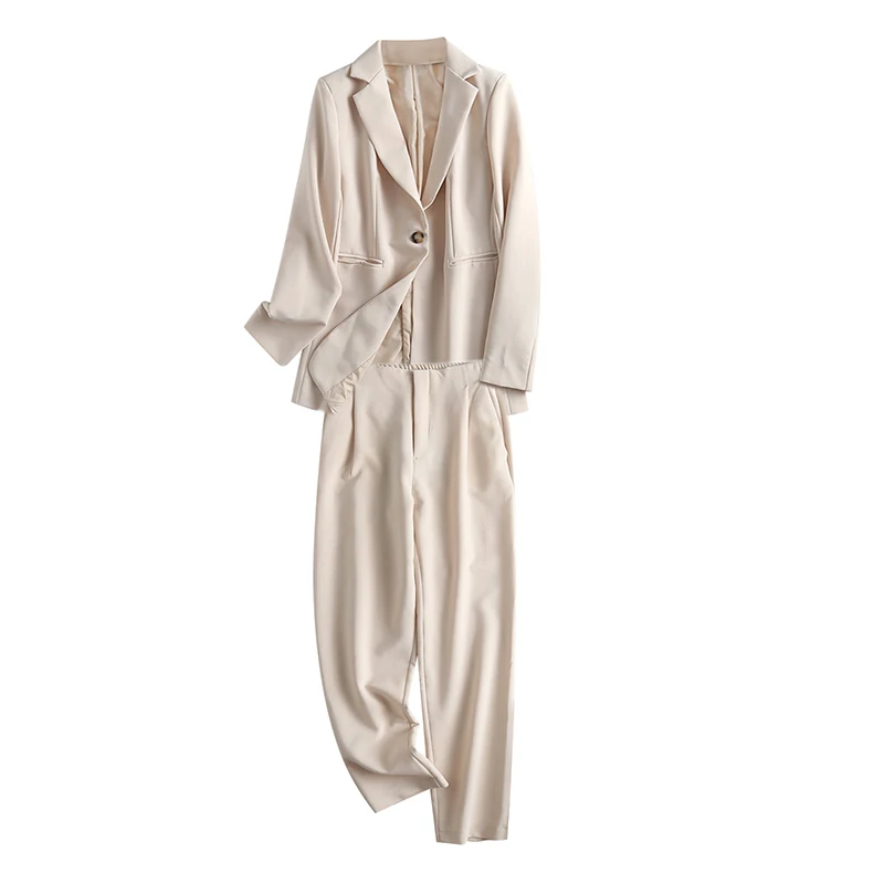 

Autumn 2021 Office Lady 2 Piece Set Women Blazer and Pant Fashion Stylish Suit With Pants Sets For Woman Fall Solid Pant Suits