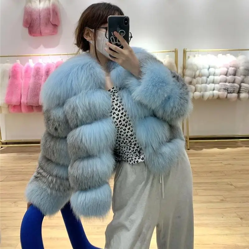 Whole Skin Real Cross Fox Fur Coats For Women Natural Fox Fur Jacket Fashion Luxurious Winter Warm Outwear 2022 NEW