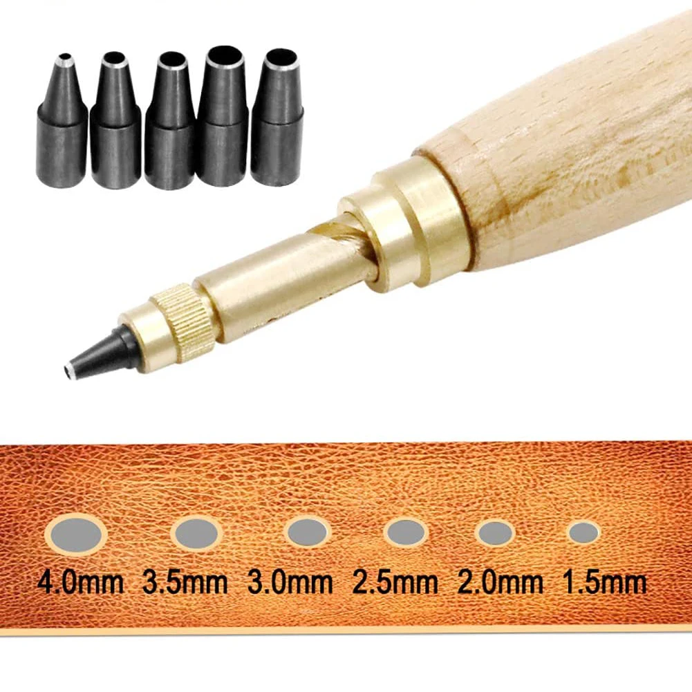 1PCS Screw Hole Belts Punch Leather Automatic Punchers Drill Replaceable Mute Rotary Craft Tool For Watch Tip Die | Дом и сад