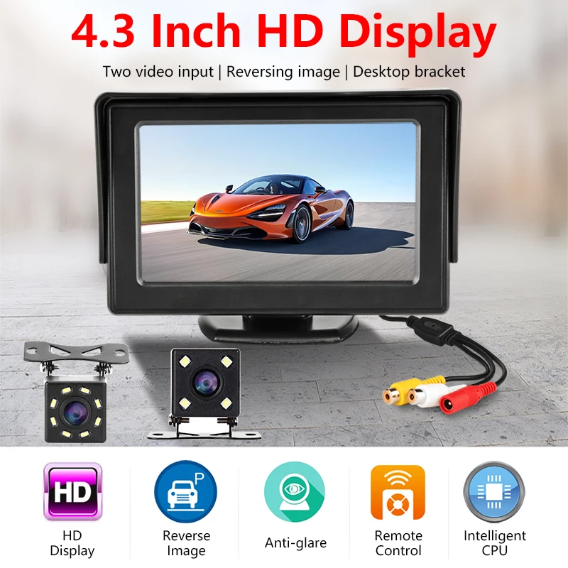 JMCQ автомобильный монитор 4 3 &quotдисплей для камеры заднего вида TFT ЖК экран
