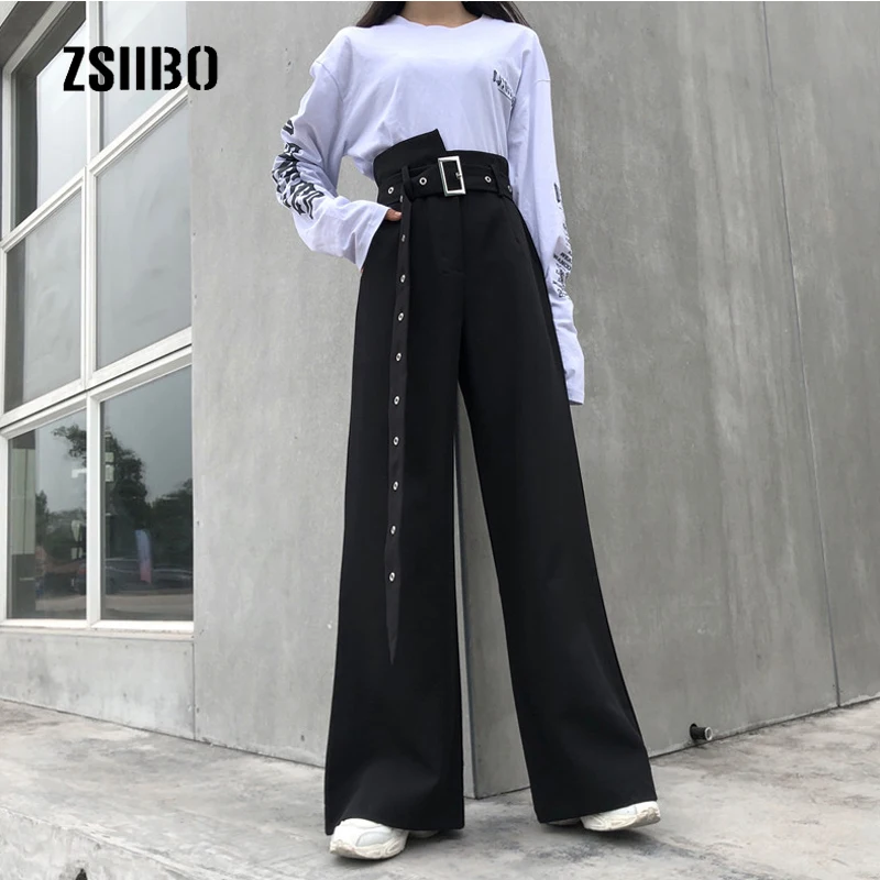 Брюки женские с широкими штанинами винтажная уличная одежда в стиле Харадзюку