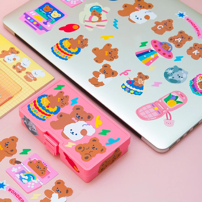 Декоративная наклейка в виде медведя торта милые этикетки с уплотнением для