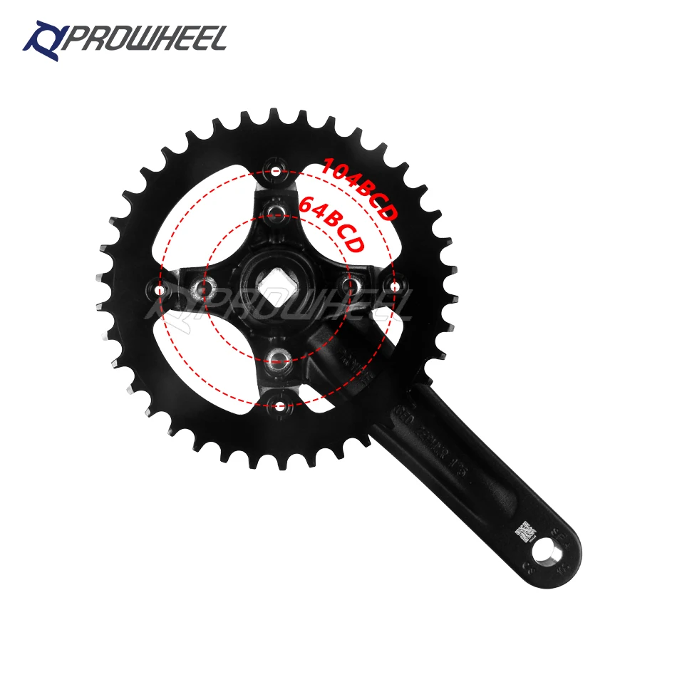 Звездочка квадратного отверстия для велосипеда PROWHEEL 104BCD 170/175 мм коленчатая