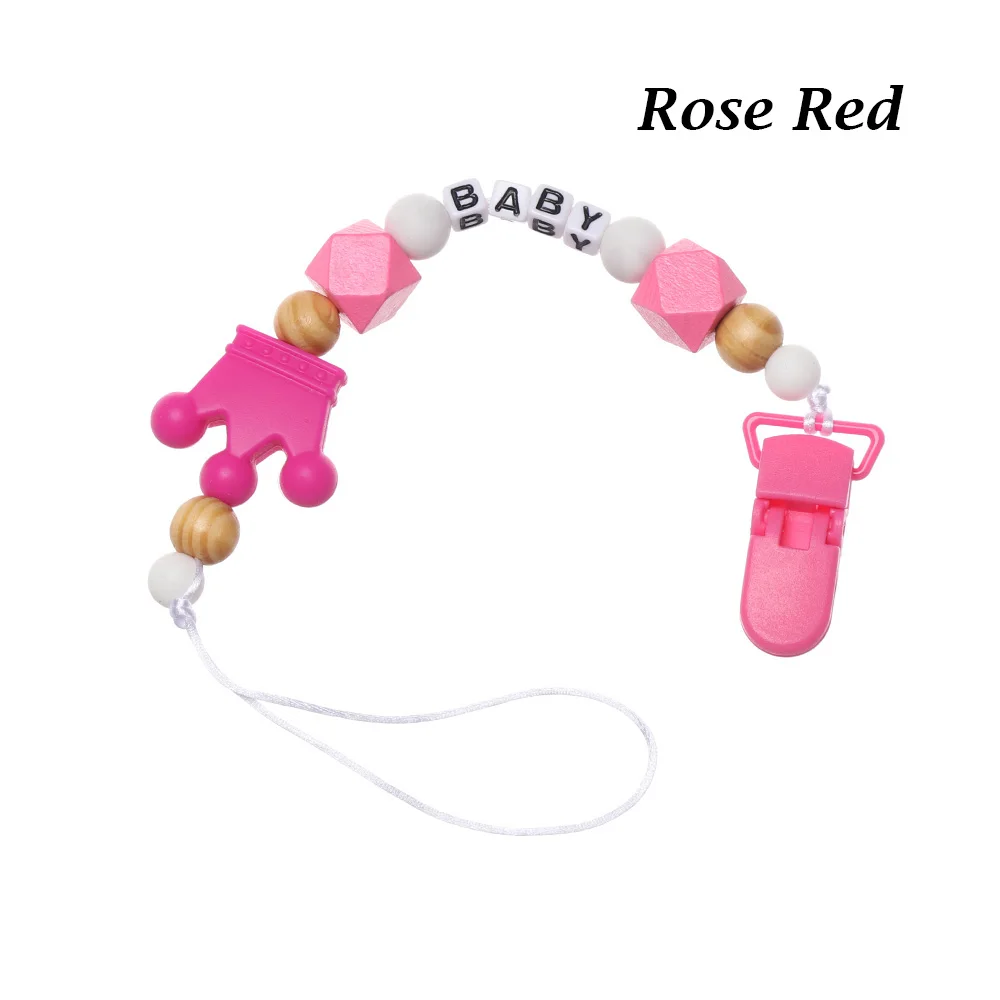 Style 2- rose red Держатель для соски с бусинами и кристаллами, Детская Соска с зажимом, цепочка для сосков, ремень, металлическая Соска с зажимом, соска с цепочкой - Цвет: Style 2- rose red
