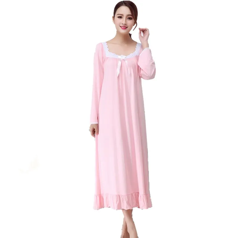 

Women Sleeping Dress Lace Nightgowns Women night robe Sleepwear Palace Style Women Modal Cotton Nightgown Nightdress Nighties