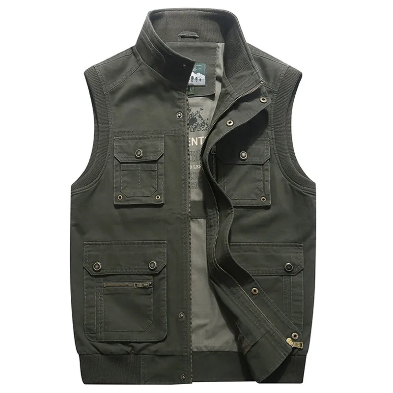 Жилет мужской Тактический с воротником-стойкой хлопок много карманов брендовый