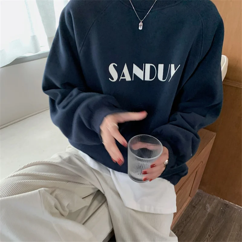 Женский однотонный пуловер Alien Kitty с круглым вырезом и надписью - купить по