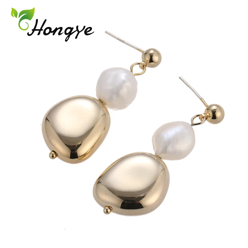 Женские винтажные серьги подвески с пресноводным жемчугом корейский дизайн