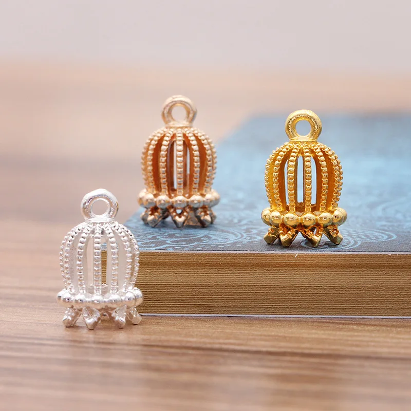 

Fashion 10pcs/bag 16*10mm Zinc Alloy Bell Shape clocks Round Beads Tassels End Cap Charms Pendants for DIY Jewelry Accessories