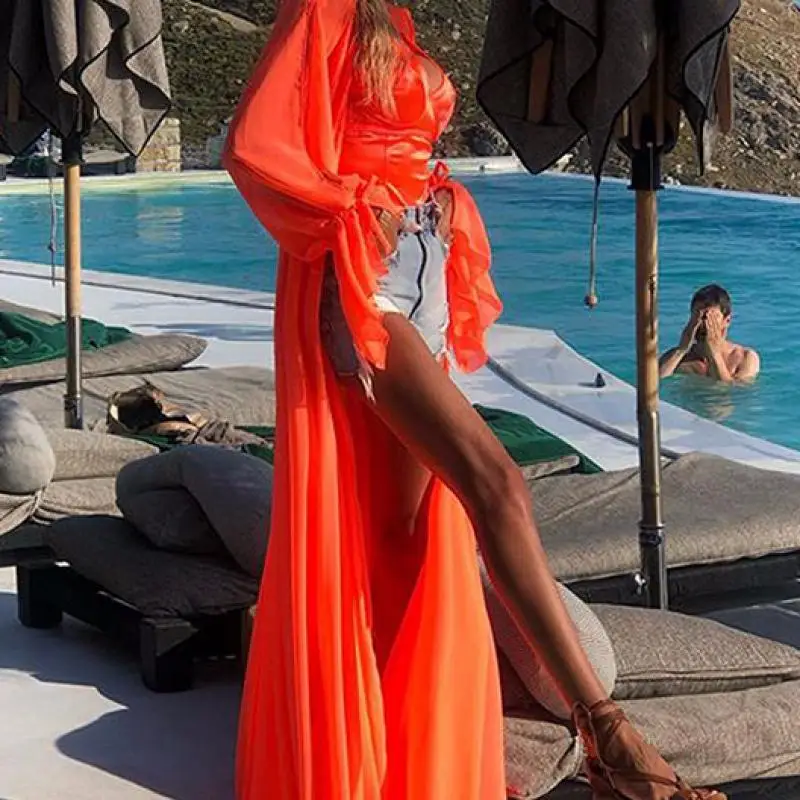 Богемная накидка на бикини 2020 женский купальник с длинным рукавом кафтан