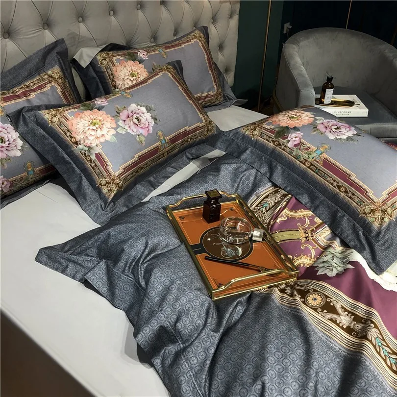 

Vintage HD print Birds Flowers Duvet Cover with Zipper 1000TC Egyptian Cotton Bedding Set 1 Quilt Cover 1Bedsheet 2 Pillowcases