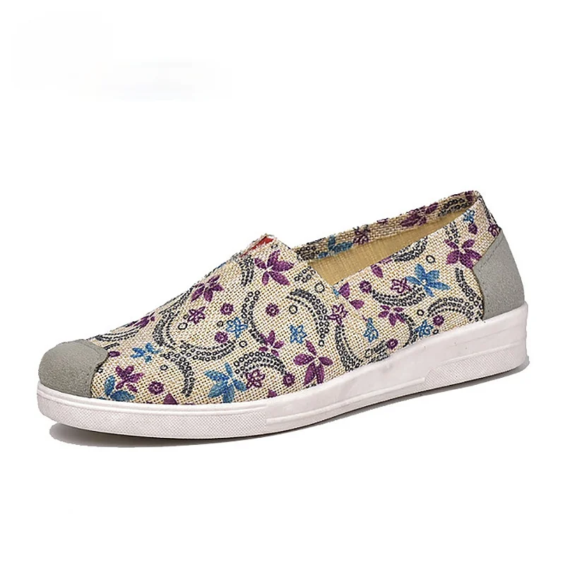 

Comfortable Shoes Women Flat Casual Sneakers Fitness Shoes Non Slip Breathable Loafer Slip-on Flower Design Mesh Soft Flat Shoes