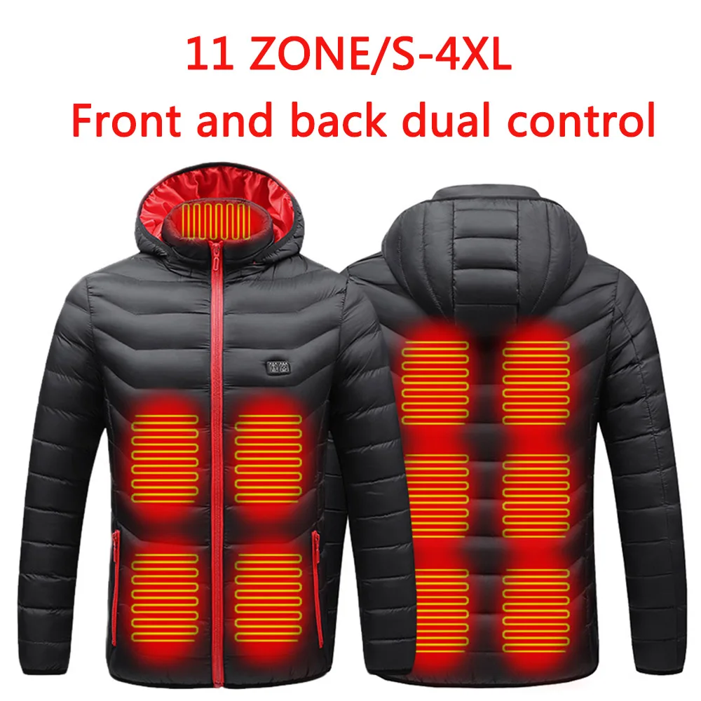 

Ladies Heating Jacket 11 Heating Zones Dual Control USB Electric Long-sleeved Heating Hooded Jacket Warm Jacket Women Winter