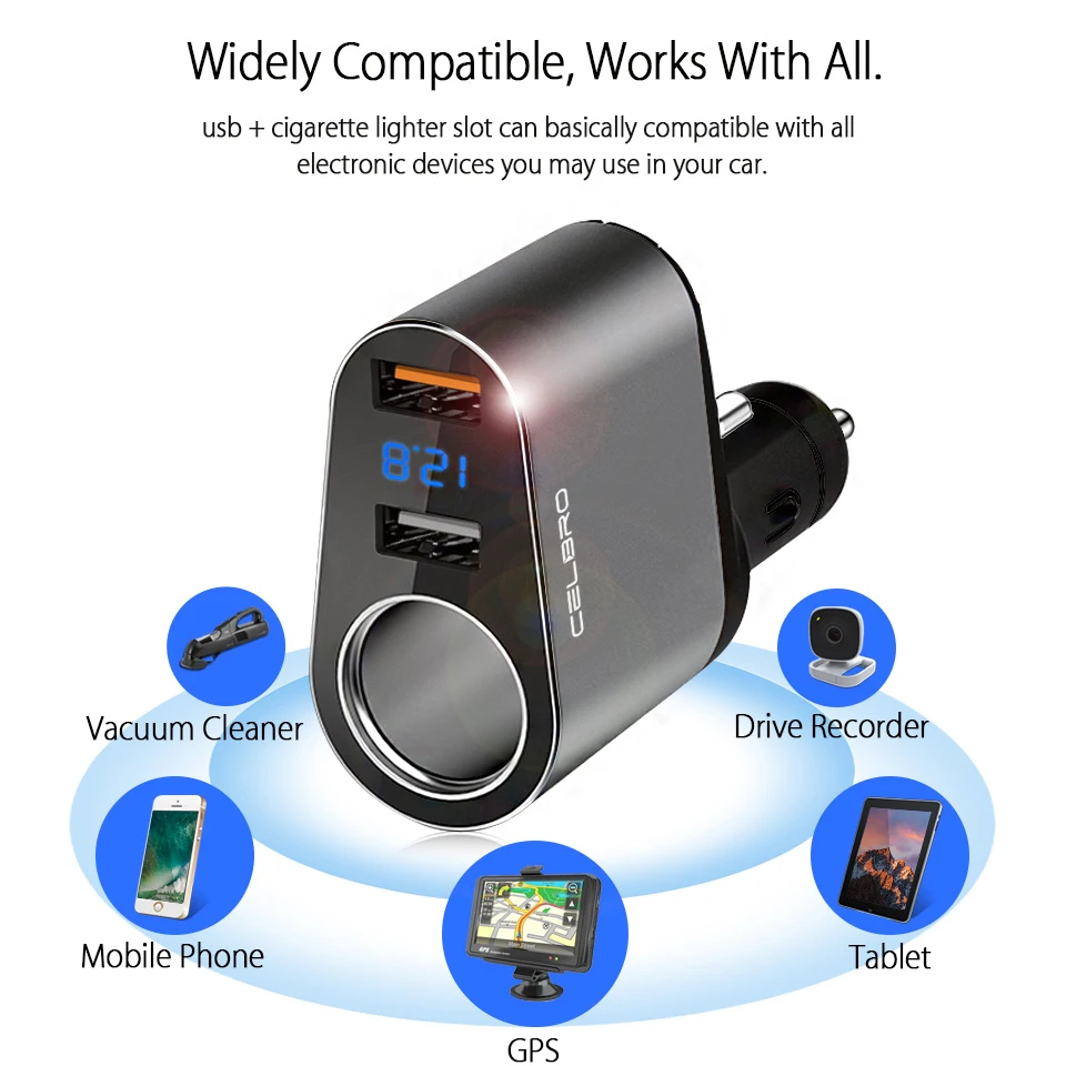 Автомобильное зарядное устройство Quick Charge 3,0 Qc3.0 Dual Usb Автомобильное зарядное устройство адаптер цифровой светодиодный дисплей Быстрая зарядка для мобильного телефона samsung