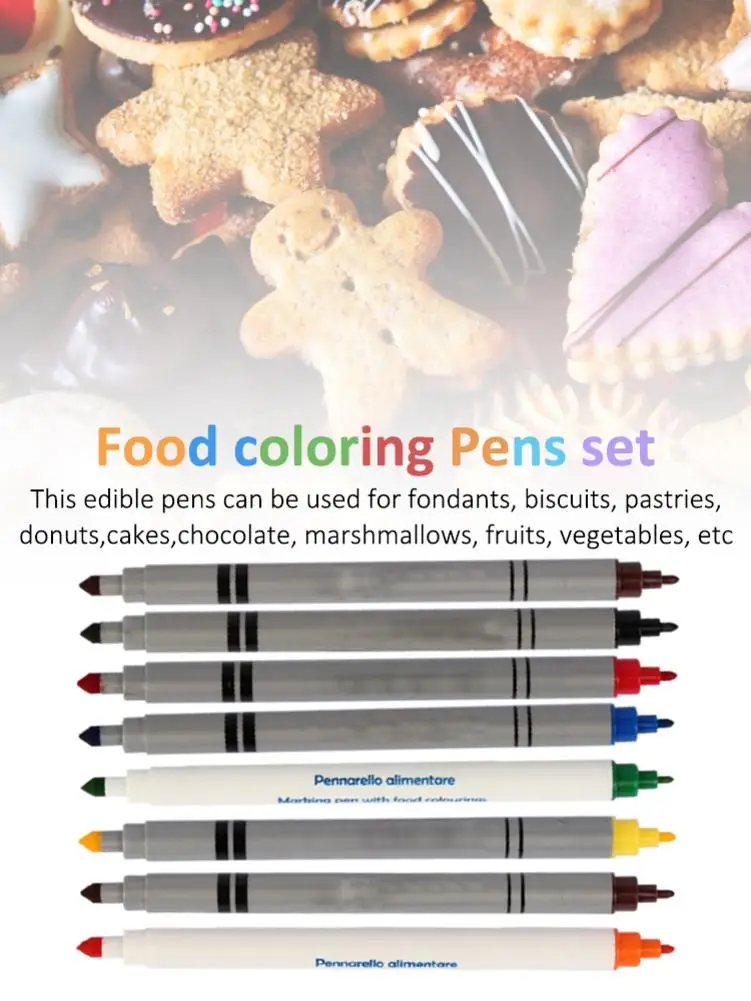 Пищевые окрашивающие маркеры разноцветные пищевые для писателей съедобные с