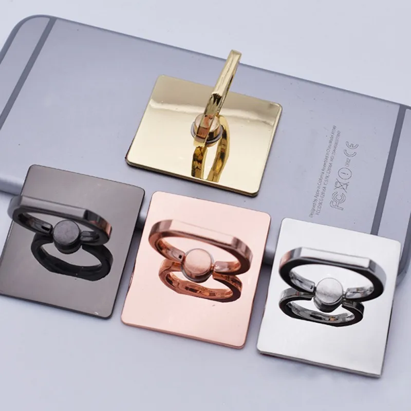 

4 Colors Phone Rring Bracket Plating Metal Square Finger Ring Bracket Portable Mobile Phone Socket Holder Magnetic Car Stand