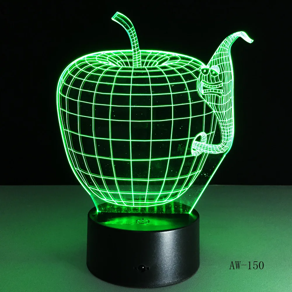 

3D Creative Apple Design Lamp LED Night Lights with USB Cable Lighting as Indoor Room Decoration 7 Colors Birthday Dec AW-150