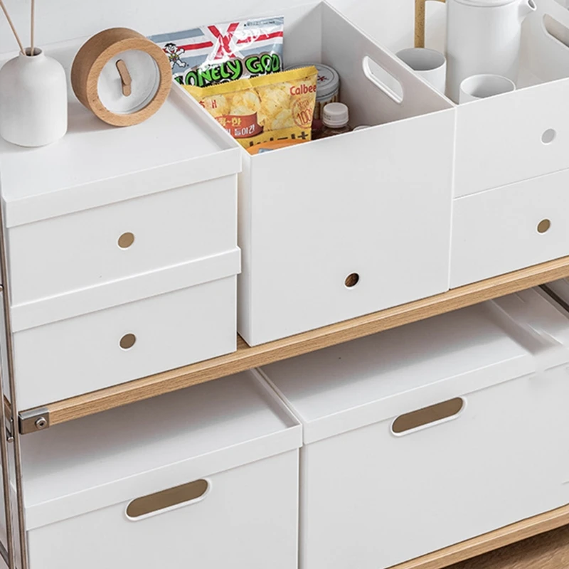 

Household Desktop Baskets Storage Plastic Organization Box Portable Cosmetics Wardrobe Kitchen Bathroom Storage Box 4XFA